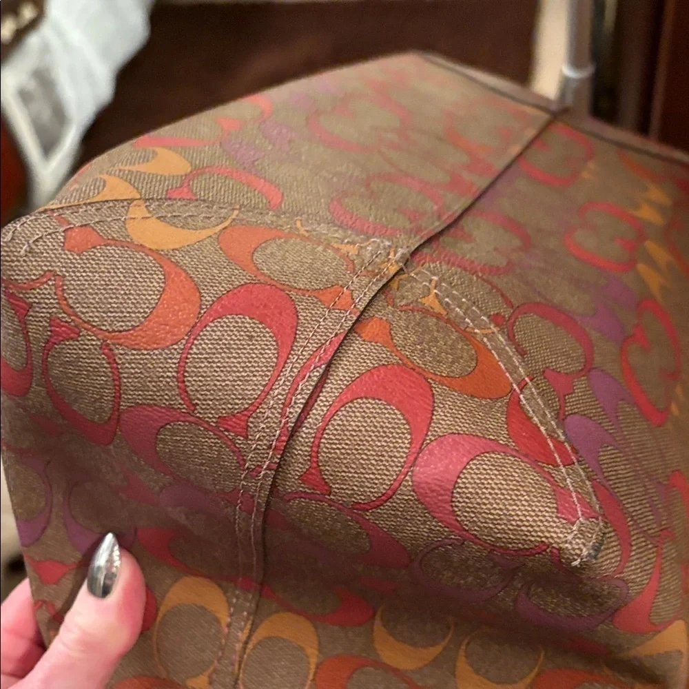 Coach Pink and Orange Signature Tote with Wallet